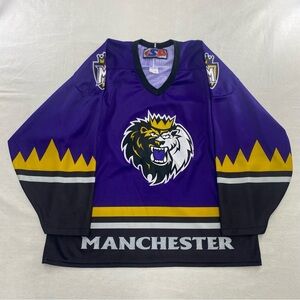 SP Hockey AHL Manchester Monarchs Purple Jersey Men's L Long Sleeve Vintage Y2K